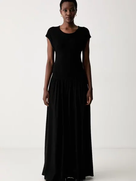 Sisley rochie evazată cu vâscoză negru