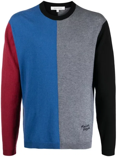 Pulover Maison Kitsune tricotate albastru