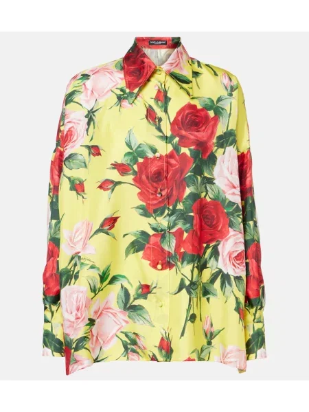 Cămașă Dolce&gabbana de mătase cu model floral galben