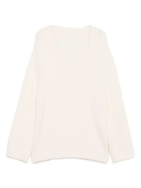 Pulover Dorothee Schumacher cu decolteu în V alb