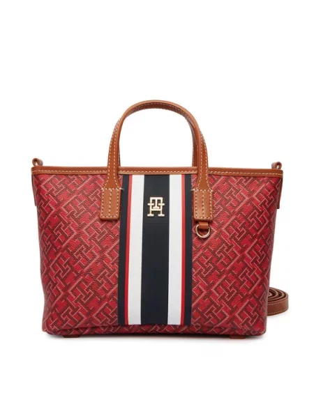 Tommy Hilfiger Ročna torba Th Monoplay Mini Tote Stripe Le rdeča