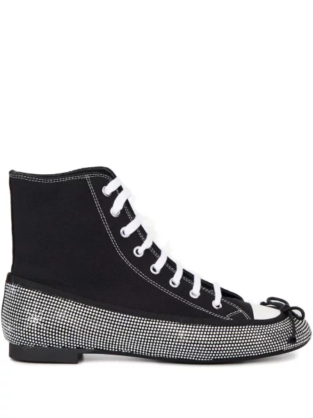 Sneakerși Marco De Vincenzo cu șireturi din dantelă de cristal negru