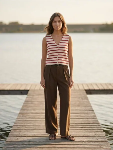 Жилетка у смужку червоний