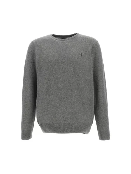 Sweter Polo Ralph Lauren wełniany z długim rękawem szary