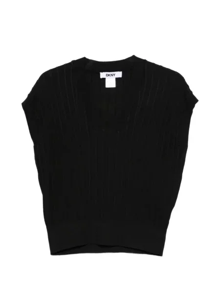 Top Dkny tricotate cu decolteu în V negru