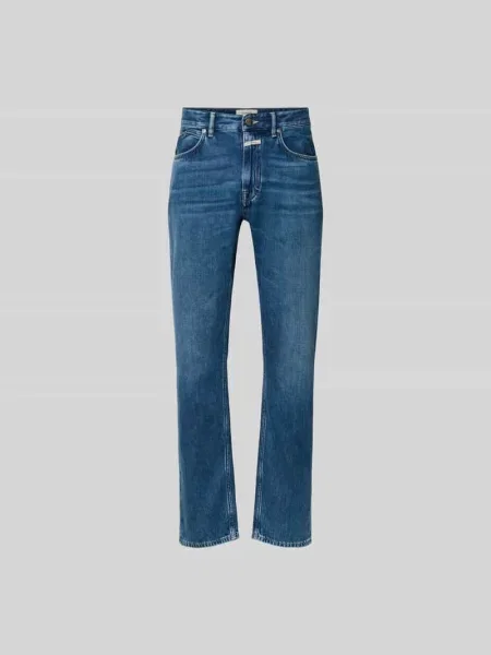 Jeansy o kroju straight fit z naszywką z logo Closed niebieskie