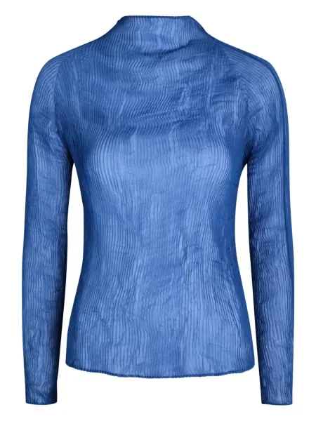 Top Issey Miyake din șifon lung albastru