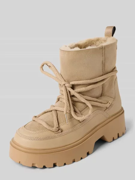 Kozaki ze skóry naturalnej Tommy Hilfiger beżowe