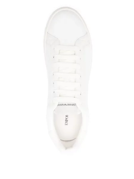 Δερμάτινα sneakers Emporio Armani με κορδόνια λευκό