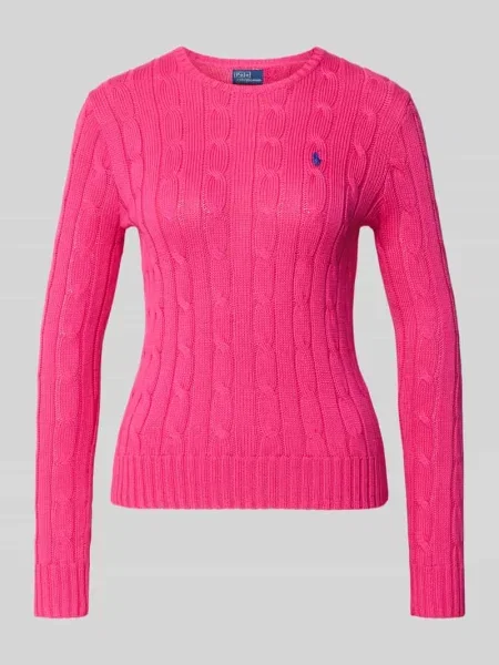 Polo Ralph Lauren Swetry Kobieta L Braided Cotton Sweater różowy