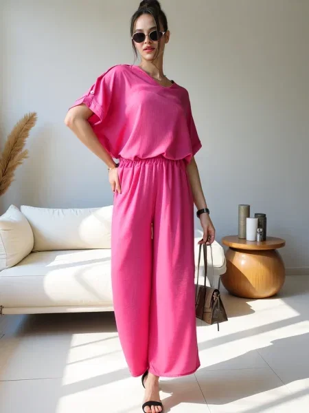 Bluză Resti casual scurtă fucsie