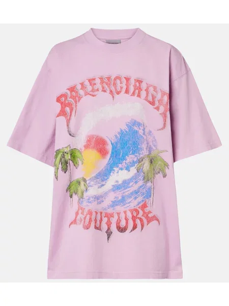 Tricou Balenciaga cu imagine din jerseu violet