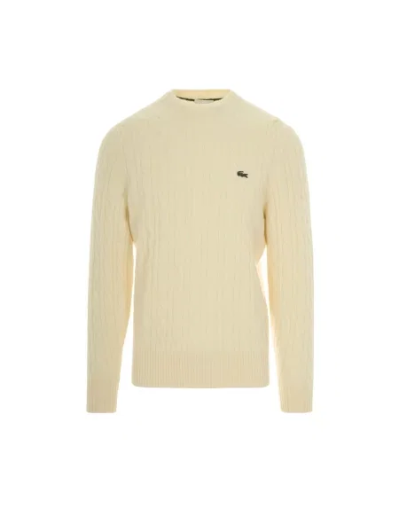 Sweter Lacoste wełniany elegancki biały