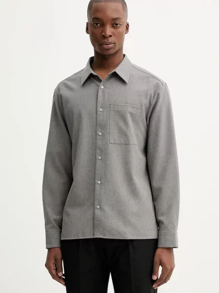 Košulja s dodatkom vune Calvin Klein siva