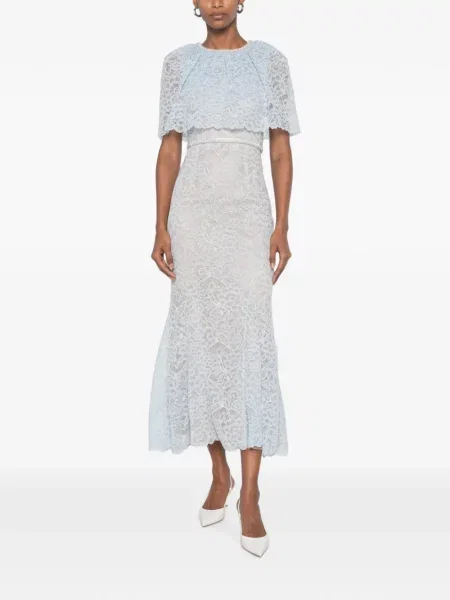 Rochie midi Self-portrait din dantelă albastru