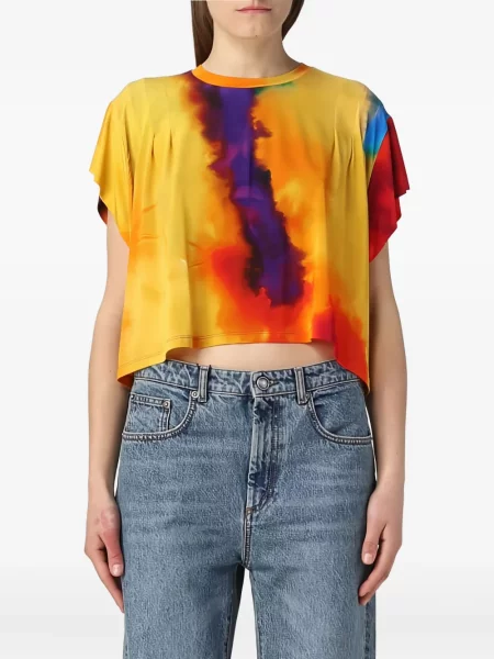 Tricou Rabanne plisat cu legături galben