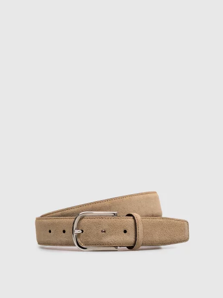 Замшевий ремінь Santoni бежевий