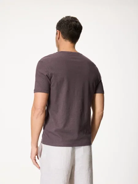Reserved Футболка regular fit з льоном коричневий
