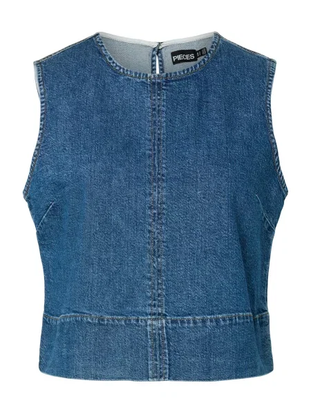 PIECES Bluză PCSILKE denim albastru