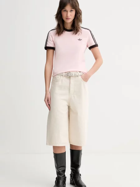 ADIDAS ORIGINALS Majica 3 STRIPES SLIM temno rjava roza