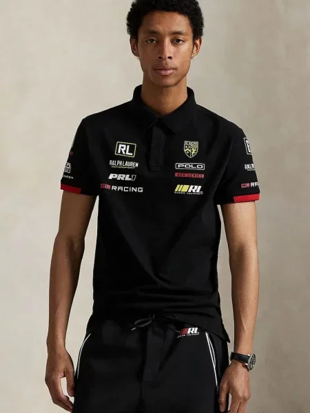 Polo Ralph Lauren tricou polo Short Sleeve cu imprimeu negru