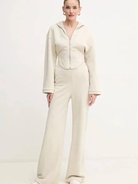 Pinko spodnie dzwony high waist beżowy