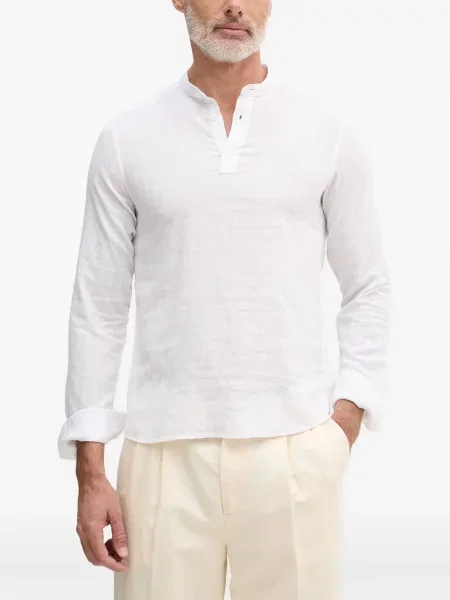 Lung cămașă Benetton cu guler henley alb