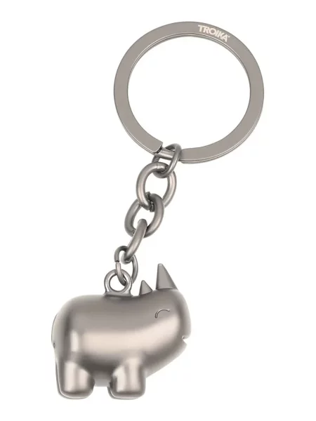 Obesek za ključe TROIKA Happy Rhino siva