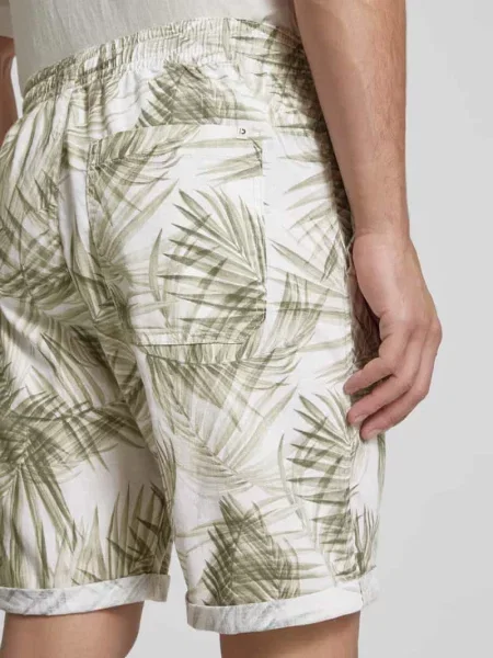 Bermudy o kroju relaxed fit z mieszanki lnu i bawełny Tom Tailor Denim beżowe