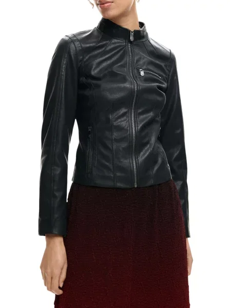 Kurtka skórzana Desigual czarna