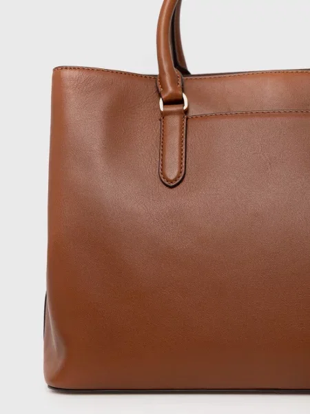 Kožená kabelka Lauren Ralph Lauren hnědá