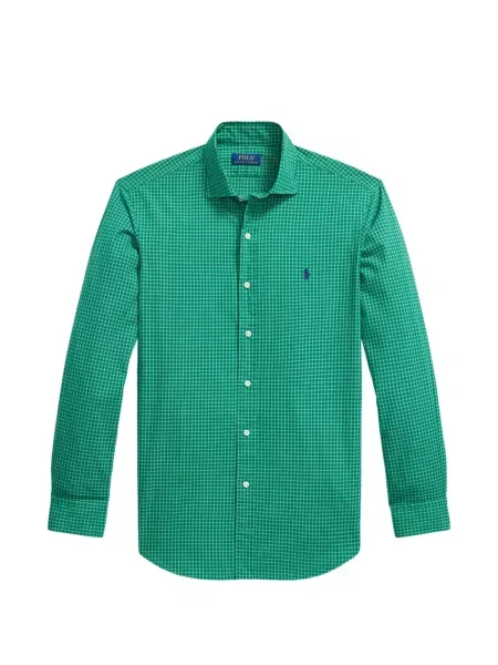 Kockás puplin pólóing Polo Ralph Lauren nyomtatás fehér