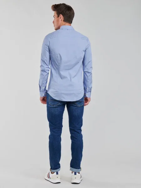 Cămașă Tommy Jeans stretch albastru