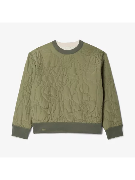 Lacoste Bluza Z Okrągłym Dekoltem Dwustronna Ze Wzorem Oversize Kremowa Kremowy