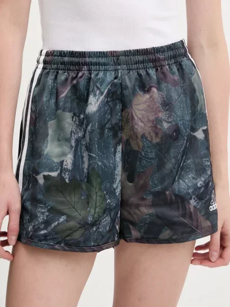 Къс панталон adidas Originals Satin Shorts с десен с висока талия черно