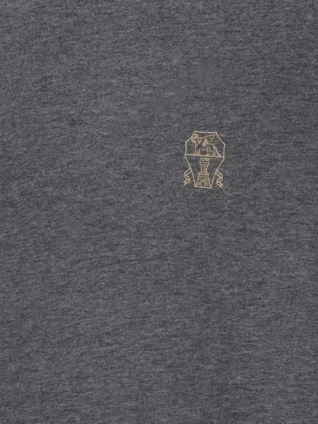 Tricou Brunello Cucinelli cu broderie gri
