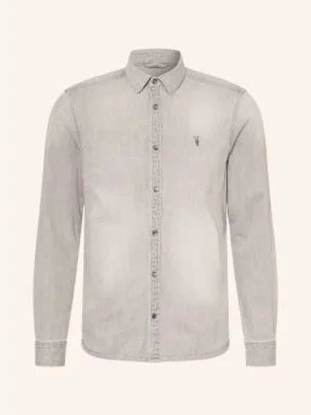Allsaints Džínová Košile Gleason Extra Slim Fit světle šedá
