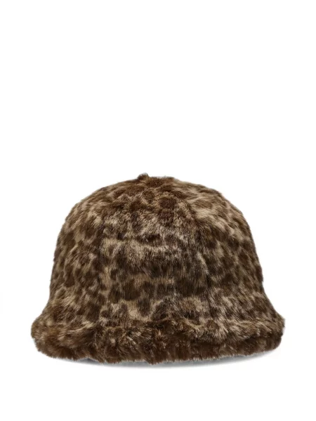 Pălărie Ca4la cu imagine cu model leopard cu blană maro