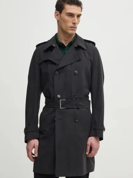 Baloner BOSS za muškarce za prijelazno razdoblje kopčanje u dva reda crna