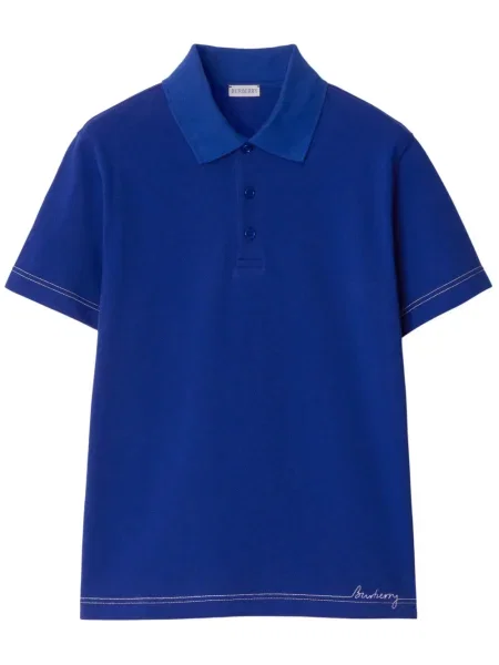 Polo Burberry cu broderie albastru