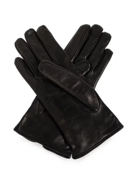 Kožené rukavice Moschino s autogramem černé