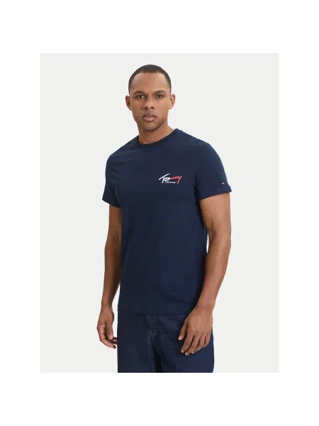 Tommy Jeans Marškinėliai Tamsiai Slim Fit mėlyna