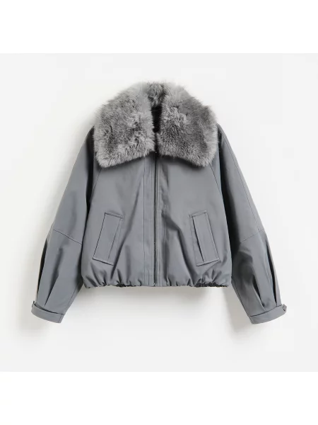 Reserved Oversize bomber bunda tmavě šedá
