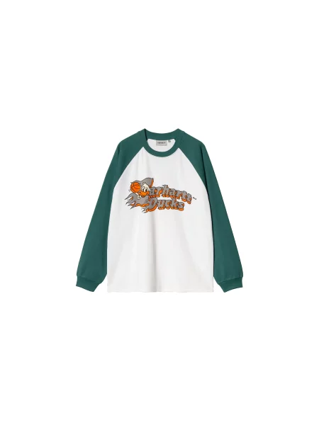 Carhartt WIP L/S Flaming Ducks Baseball T-S Mężczyźni Koszulki Carhartt WIP Size: M biały