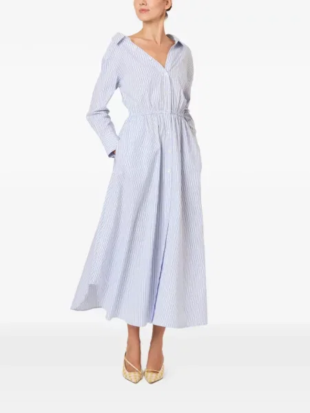 Rochie cu dungi Rosie Assoulin cu dungi cu decolteu în V de costum albastru