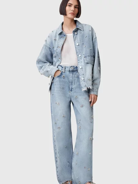 Дънки AllSaints BLAKE с висока талия синьо