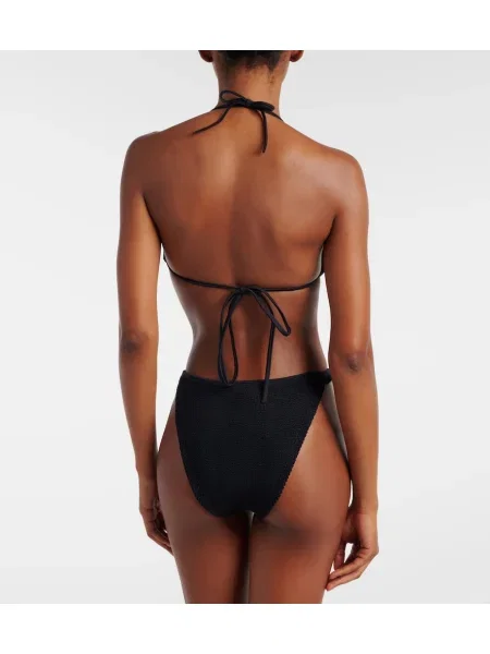 Bikini Hunza G cu volane negru