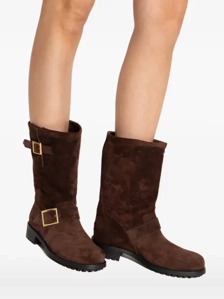 Botine Jimmy Choo cu cataramă biker maro