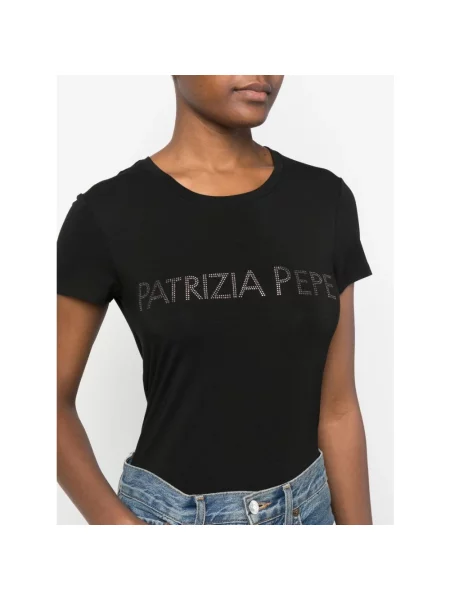 Koszulka Patrizia Pepe z krótkim rękawem z logo czarna