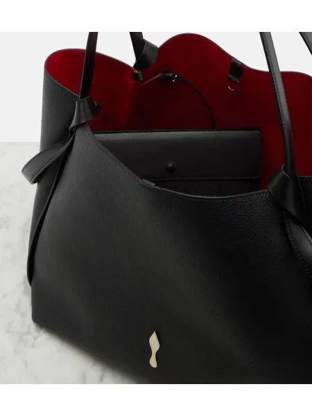 Usnjena shopper torbica Christian Louboutin črna